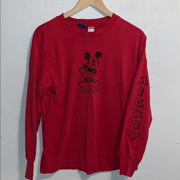 Disney Tops - Mickey Mouse Graphic Red Long Sleeve